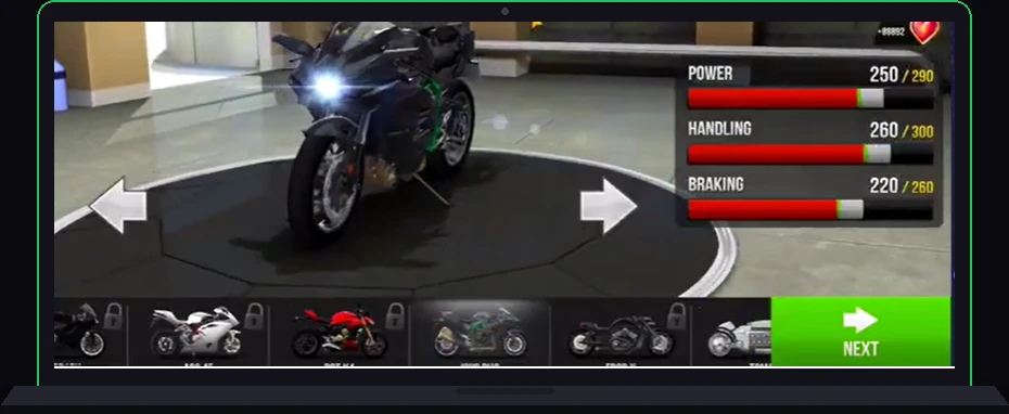 Near-miss overtake bonus score in Traffic Rider Mod APK on iPhone