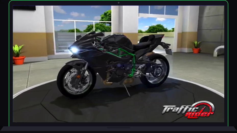 Traffic Rider Mod APK for PC running in BlueStacks emulator with all superbikes unlocked
